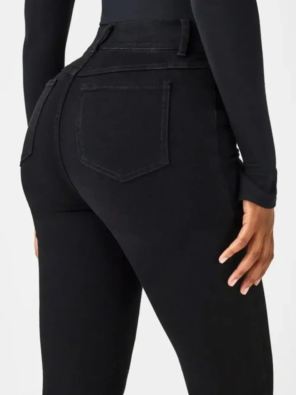 SPANXshape EveryWear Flared Pull On Jeans Black Size M Slimming Denim $138 20326